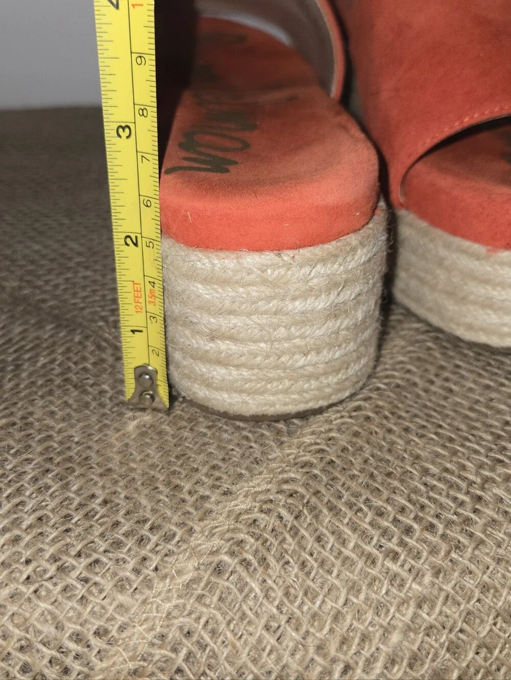 Sam Edelman Orange Suede Espadrille Slide Sandals